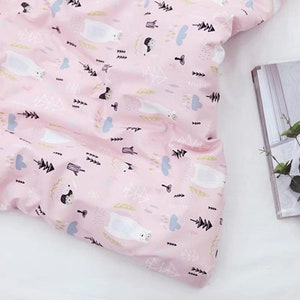 White Bear Blush Pattern Made in Korea Cottonvill Cotton fabric for bag, table cloth, clothings by Half Yard