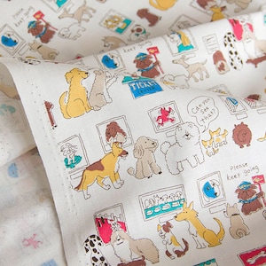 Comics Drawing Dogs Made in Japan Cotton Cosmo Brand Fabric  by Half Meter