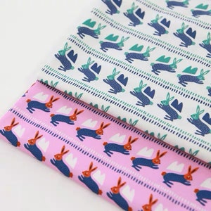 Cartoon Rabbit Graphic Made in Korea cottonvill Plain Cotton  for bag, table cloth, clothings by Half Yard
