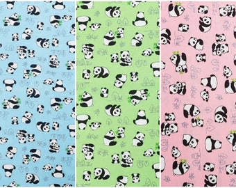 Little Panda Plain Cotton Made in Japan Fabric, Panda Fabric for bag, table cloth, clothings by Half Meter