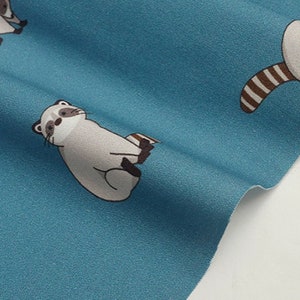 Raccoon Made in Korea Plain Cotton Fabric, Cat Fabric for bag, table cloth, clothings by Half Yard image 4