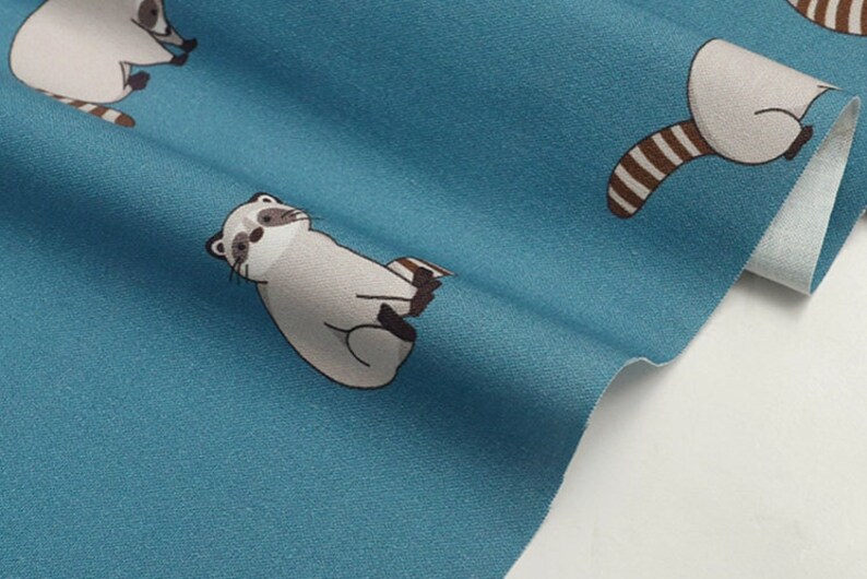 Raccoon Made in Korea Plain Cotton Fabric, Cat Fabric for bag, table cloth, clothings by Half Yard image 4