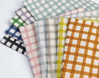 Japanese Sevenberry Brand Gingham Cotton Fabric, Classic Plaid Checkered Fabric for Sewing Bags Crafts Quilting Apparel By Half Yard