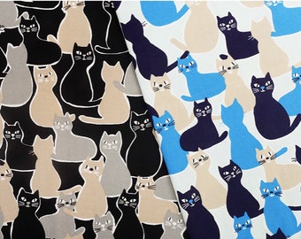 Black Cat Plain Cotton Made in Japan sevenberry Fine Canvas Fabric, Cat  Fabric for bag, table cloth, clothings by Half Yard