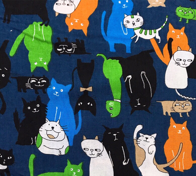 Timeless Treasures Colorful Cats on a Fence 11