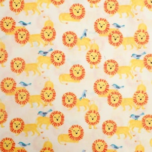 Cute Lion Yellow  Made in Korea Plain Cotton  Fabric, Cat  Fabric for bag, table cloth, clothings by Half Yard