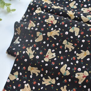 Teddy bear Cartoon Pattern Digital Print Cotton Fabric for clothing, bag and home accessories by Half Meter
