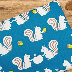 Squirrel Made in Japan Fine Canvas Cotton fabric for bag, table cloth, clothings by Half Yard