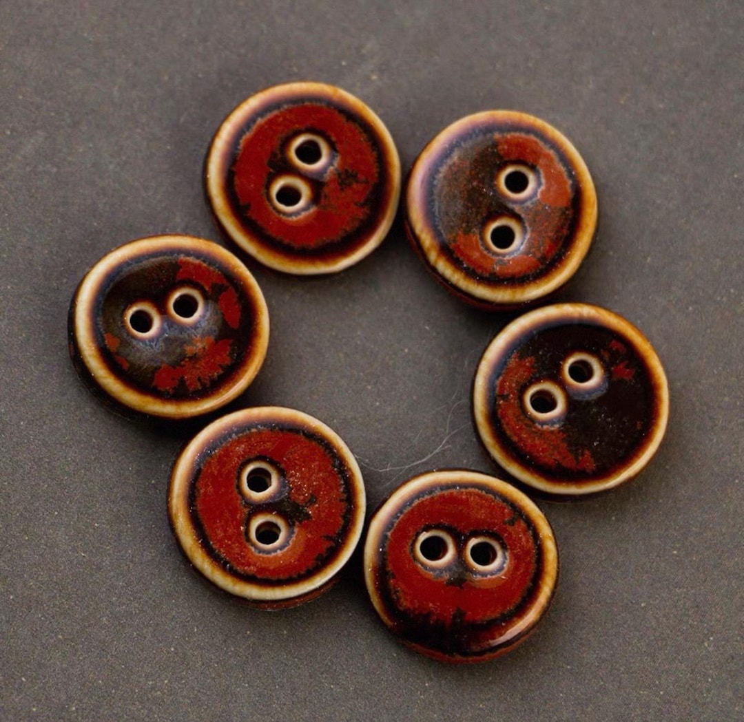 Tonal Buttons Handmade Ceramic Buttons- Earthy Tone Glazed Sewing Buttons for Crafts ...
