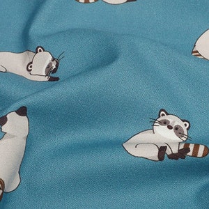 Raccoon Made in Korea Plain Cotton Fabric, Cat Fabric for bag, table cloth, clothings by Half Yard image 1