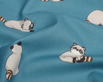Raccoon  Made in Korea Plain Cotton  Fabric, Cat  Fabric for bag, table cloth, clothings by Half Yard