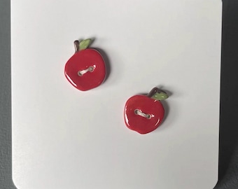 Apple Handmade Ceramic Buttons for Knitting, Sewing and crafting