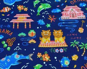 Japan Okinawa Made in Japan Kokka Brand cotton fabric for clothing, bag and home accessories, Japan Okinawa  Fabric by Half yard