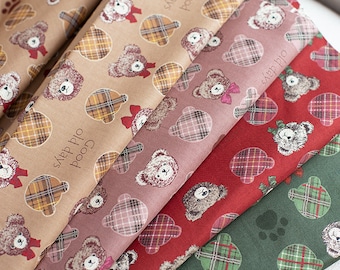 Tissu en coton uni Tête d'ours fabriqué au Japon par demi-mètre
