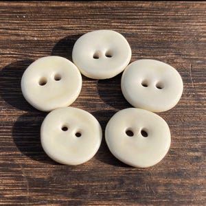 Beige White Ivory Handmade Ceramic Five 5 Buttons for Knitting, Sewing and crafting