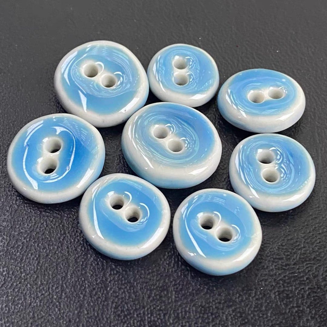 Blue Handmade Ceramic Irregular Shape Buttons for Knitting, Sewing and ...