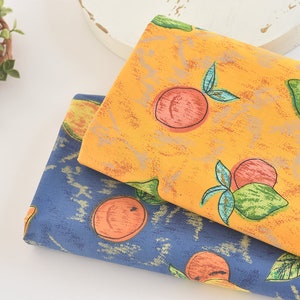 Drawing Lemon Fruit Cartoon Pattern Digital Print Cotton Fabric for clothing, bag and home accessories by Half Meter