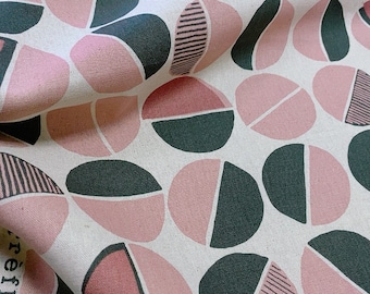Geometry flower pattern Made in Japan KOKKA Fine Canvas Cotton Fabric by Half Meter
