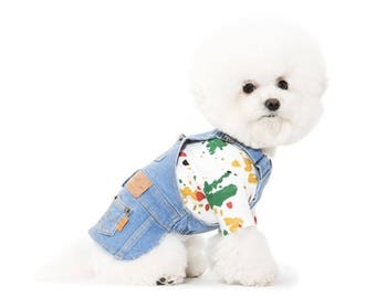 Pet Jean Clothes Dog Denim Overall