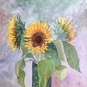 Handmade Sunflower Watercolor Painting Kit, Floral Art Supplies, summer sunflower watercolor paint, sunflower wall art