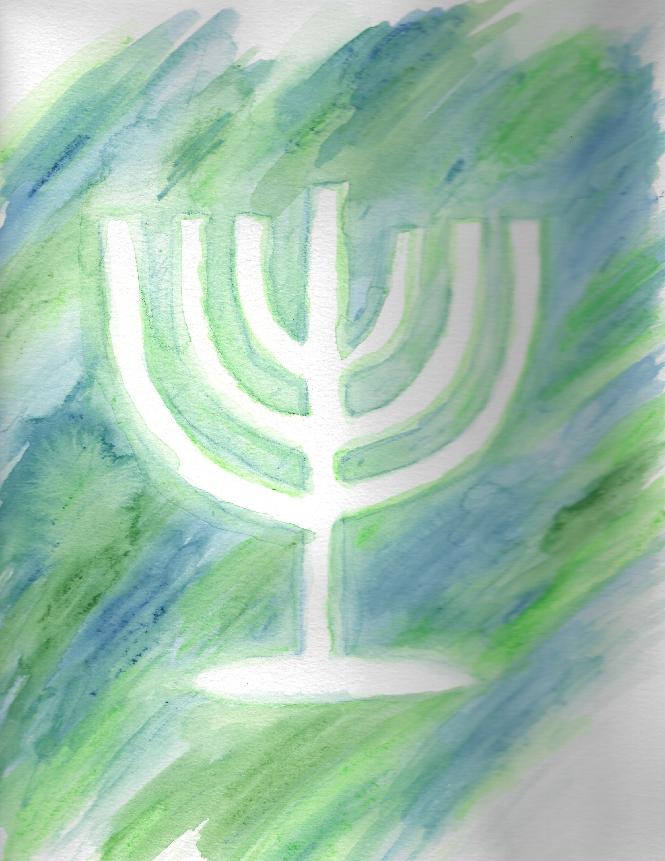 Menorah Original Watercolor painting 9x12 Etsy