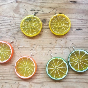 Lemon SLICE EARRINGS orange slice earrings lime slice earrings fruit earrings summer festival