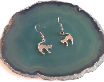Silver tone cat earrings - 50% of profit to charity