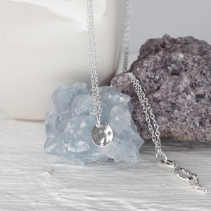 HAMMERED CIRCLE NECKLACE | sterling silver charm necklace | circle tag pendant | minimalist necklace | layering necklace | gifts for her |