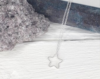 STAR NECKLACE | sterling silver charm necklace | dainty wire star pendant | minimalist star necklace | layering necklace | gifts for her |