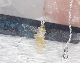 CITRINE NECKLACE | sterling silver necklace | citrine crystal pendant | citrine gemstone chip pendant | november birthstone | gift for her |