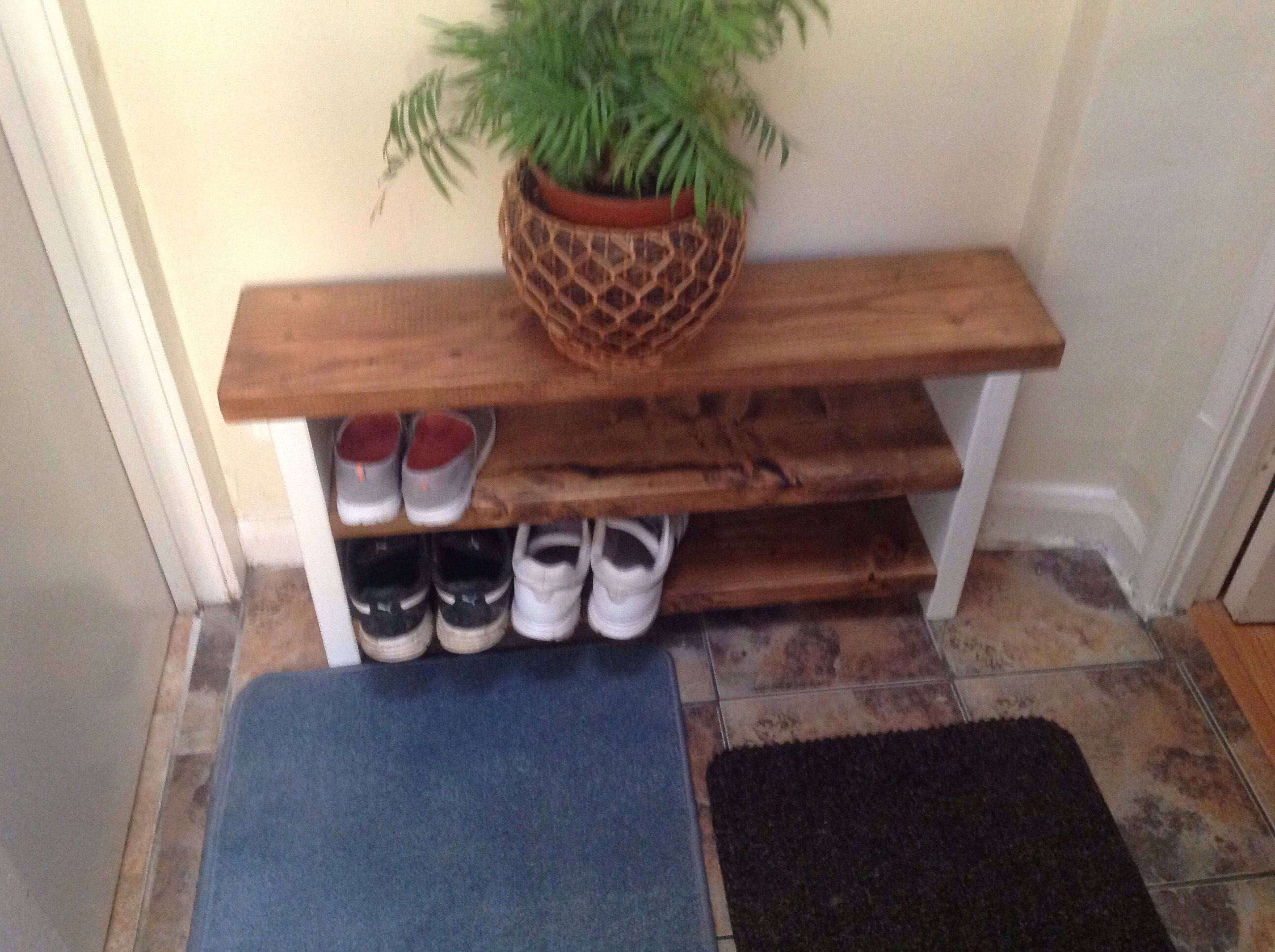 Banco de zapatos doble de madera hecho a mano | Etsy