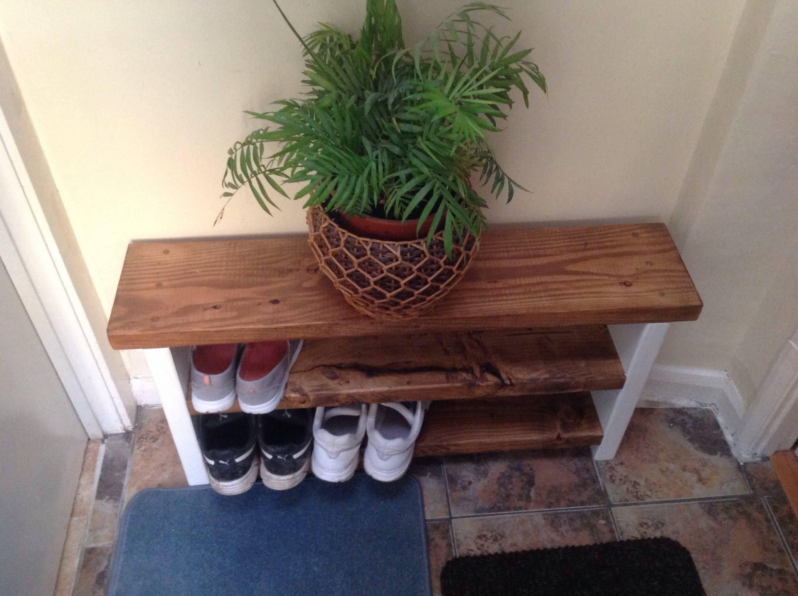 Banco de zapatos doble de madera hecho a mano | Etsy