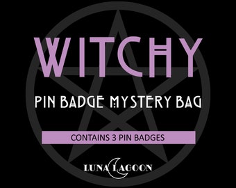 Witchy Pin Badge Mystery Bag - Lucky Dip of Three Pin Badges