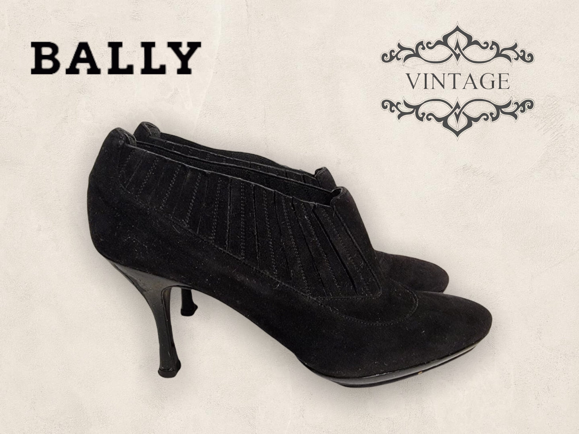 Bally Black Suede Platform Booties 