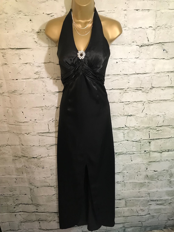 Vintage Irene's Creation Ladies Black Satin Halter