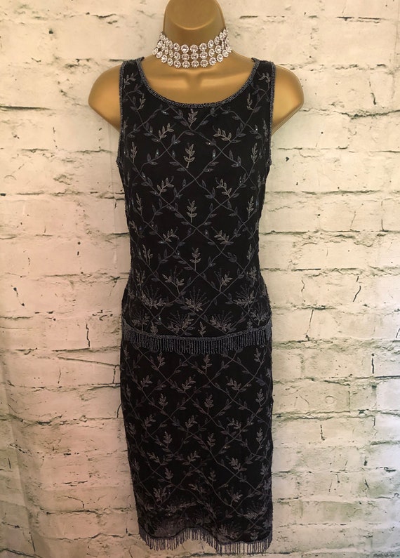 Monsoon Twilight Vintage Black Silk Beaded Skirt &