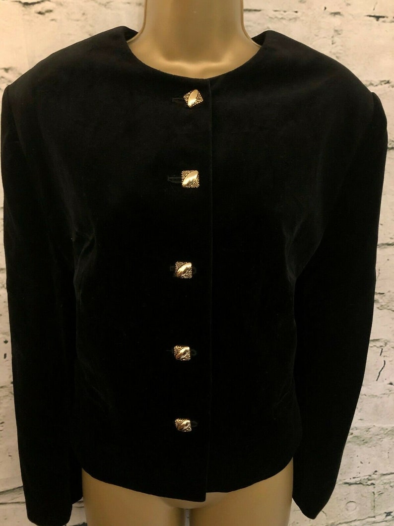 Vintage Lady H Peter Hahn Black Velvet Evening Jacket UK 16 EU 44 US 12