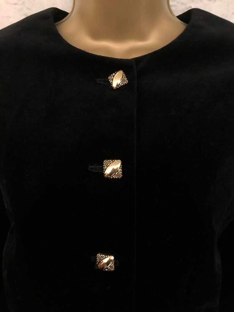 Vintage Lady H Peter Hahn Black Velvet Evening Jacket UK 16 EU 44 US 12