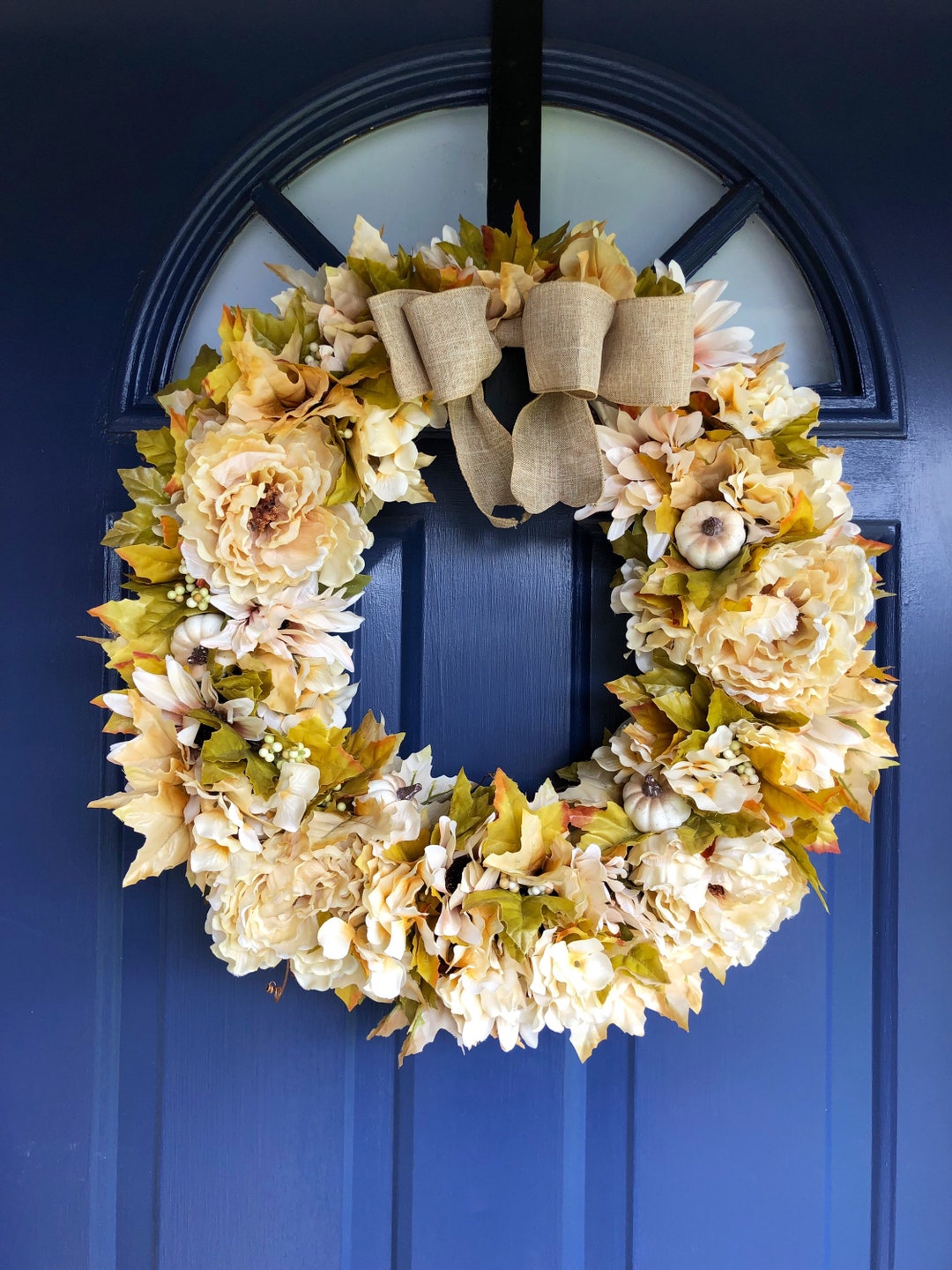 Fall Wreath Neutral Fall Wreath Rustic Wreath Thanksgiving Etsy