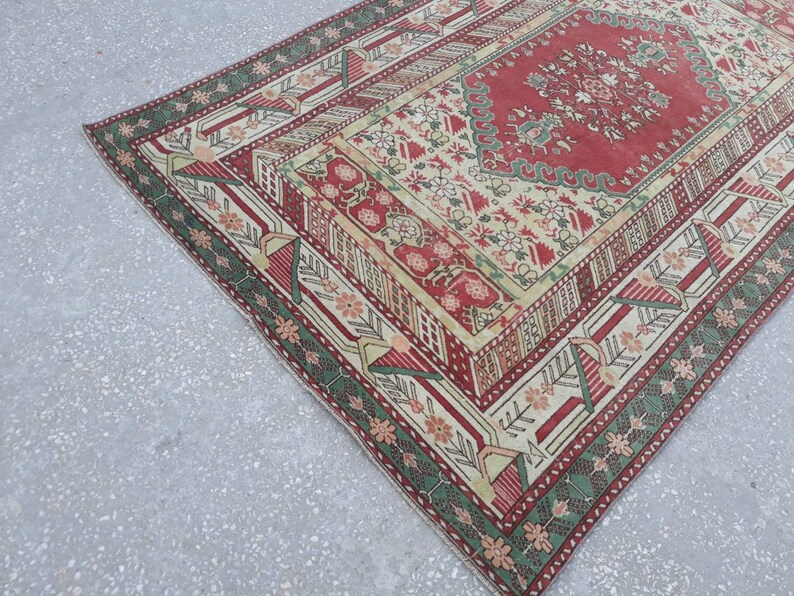 Large Rug Vintage Rug Soft Colors Neutral Rug Handknotted ...