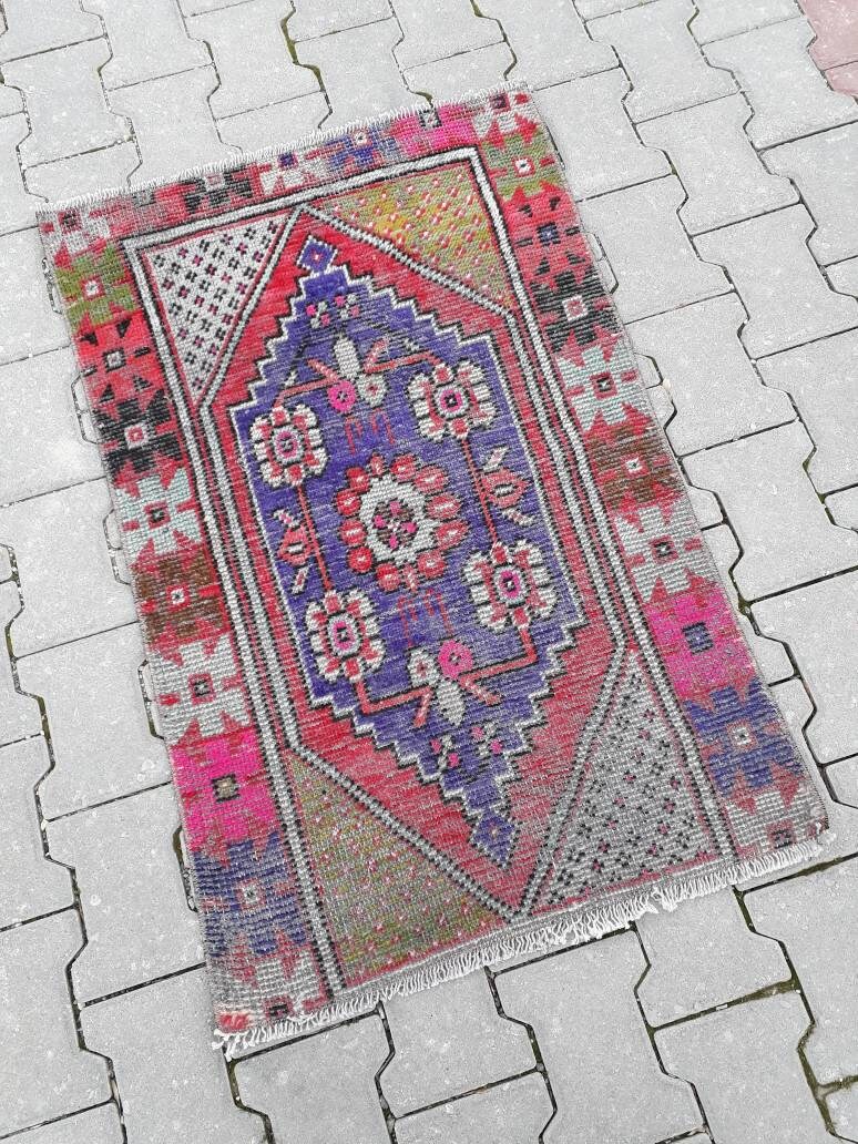 Small Runner Rug 3.6x2.2ft.Door Mat Vintage Oushak Rug Etsy