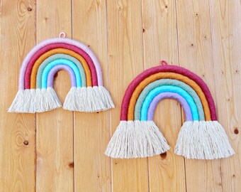 ARC-EN-CIEL PASTEL | Tenture murale en macramé | Art de la ficelle