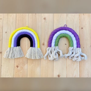 NONBINARY & GENDERQUEER Pride Flag Rainbow LGBTQ Macrame Wall Hanging image 1