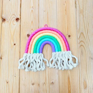 SHERBET RAINBOW Macrame Wall Hanging Traditional Pastel Bright Rainbow image 5