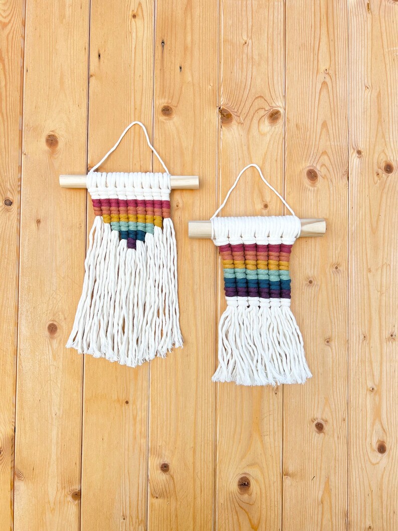 MINI RAINBOW Macramé Wall Hanging Woven Decor Boho Scandi Midcentury image 1