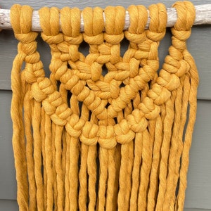 CHUNKY WALL HANGING Macramé Mustard Decor Fringe Boho Scandi Midcentury image 3