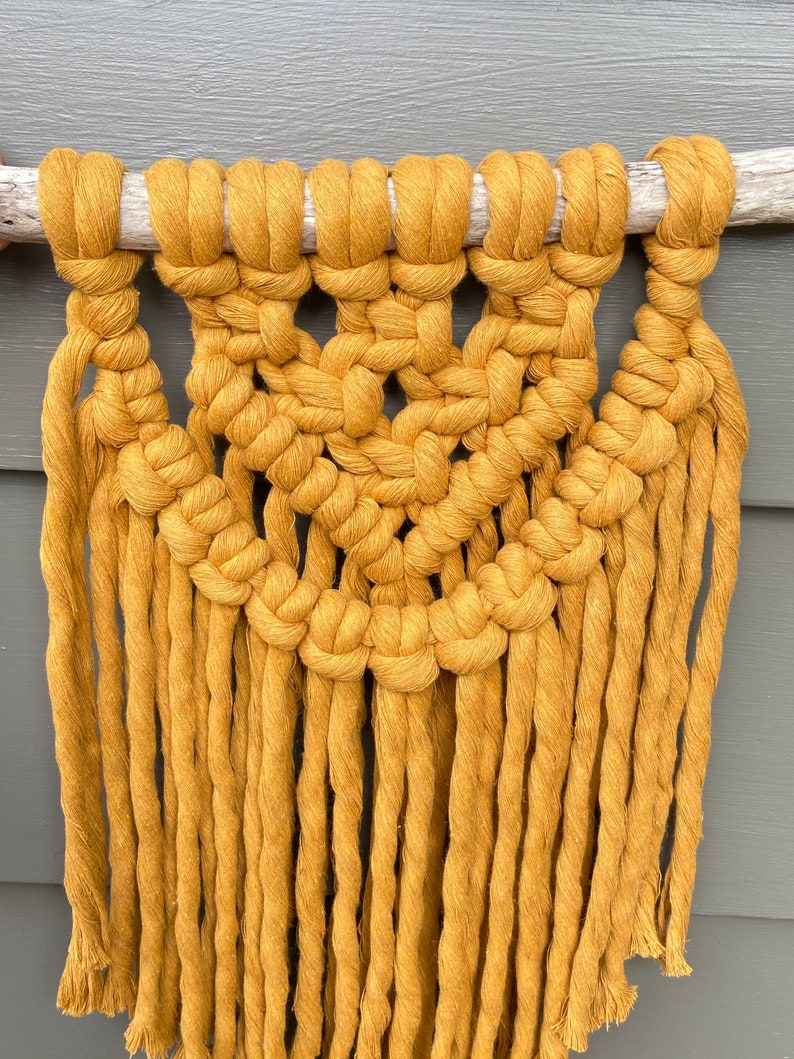 CHUNKY WALL HANGING Macramé Mustard Decor Fringe Boho Scandi Midcentury image 3