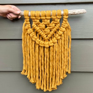 CHUNKY WALL HANGING Macramé Mustard Decor Fringe Boho Scandi Midcentury image 2