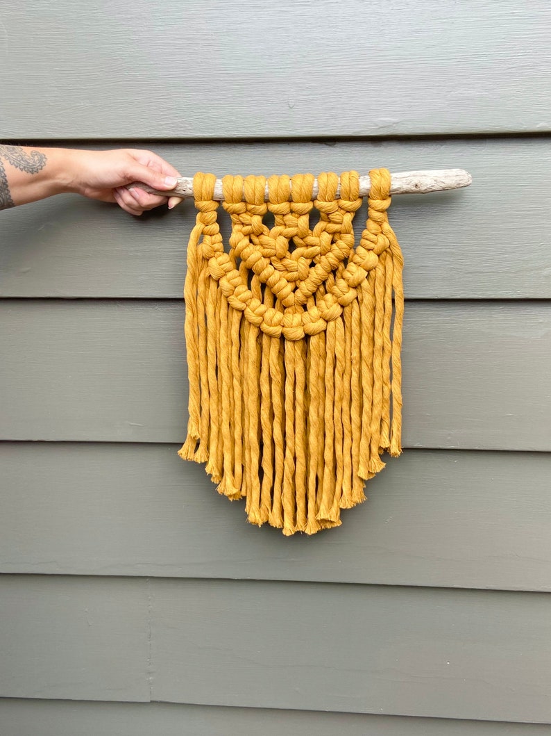 CHUNKY WALL HANGING Macramé Mustard Decor Fringe Boho Scandi Midcentury image 4