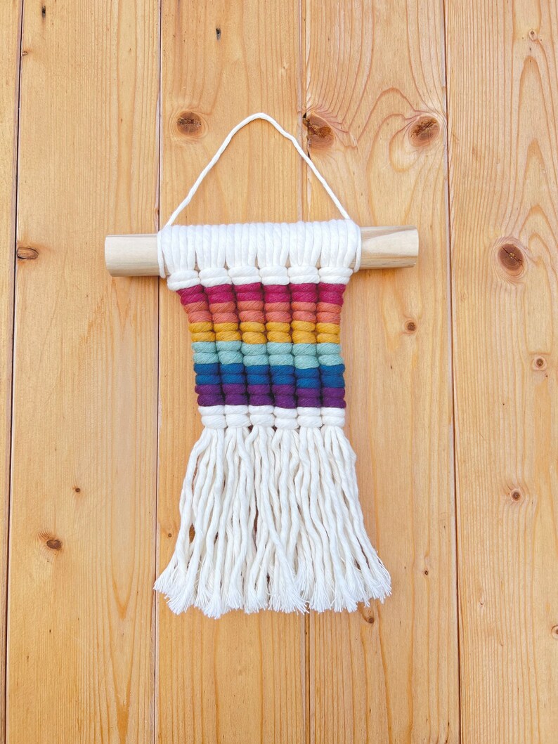 MINI RAINBOW Macramé Wall Hanging Woven Decor Boho Scandi Midcentury image 3